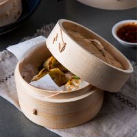 ฝาปิดใช้ในครัว Dimsum สำหรับทำอาหารขลุ่ยพร้อมฝาไม้ไผ่กรง Cakeware ชุดหม้อนึ่งไม้ไผ่