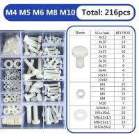 External Hex Bolt M4 M5 M6 M8 M10 White Nylon Hexagonal Head Screw Nut Washer Threaded Hex Head Screw Plastic Insulated Screw