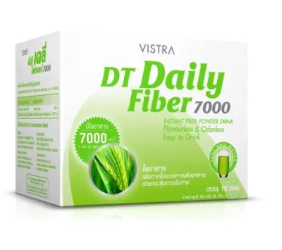 Vistra DT Daily Fiber 7000 mg เครื่องดื่มใยอาหาร สำเร็จรูป ชนิดผง ไฟเบอร์ ไม่มีกลิ่น จำนวน 1 กล่อง บรรจุ 10 ซอง (หมดอายุ 06/2025)