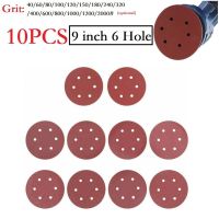 10pcs 225mm 9" Hook Loop Sanding Discs 6 Hole Sandpaper Pads Set 40Grit-2000Grit Sander Electric Wall Polisher Abrasive Tools Cleaning Tools