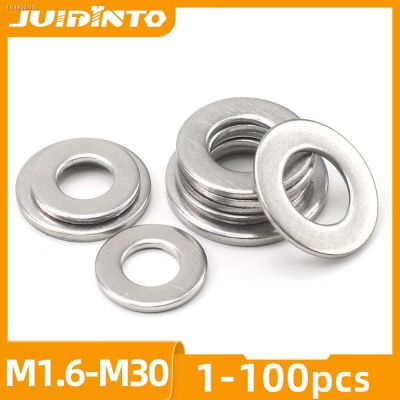 ❉☞ JUIDINTO 1-100pcs Standard Flat Washer M2 M3 M4 M5 M6 M8 M10 M12 M14 304 Stainless Steel Plain Washer Gasket Ring DIN125