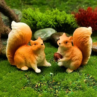 Arenlen【Hot Sale】 4pcs Mini Squirrel Figurines ขนาดเล็กเรซินสัตว์รูปปั้นขนาดไมโครสวนรูปปั้นกระรอก