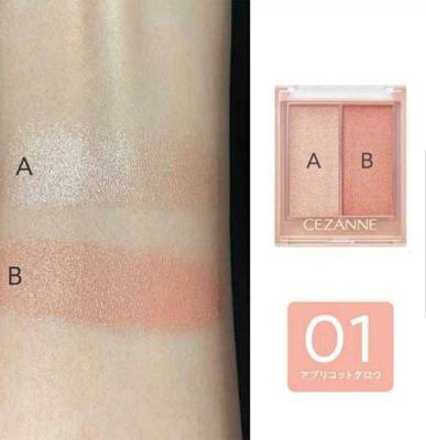 [พร้อมส่ง]Cezanne Face Blush Powder Apricot Glow01 Color สัมผัสใหม่แห่งการแต่งเติมสีสันบนใบหน้า ไฮไลท์เนื้อเจลแบบ 3 IN1