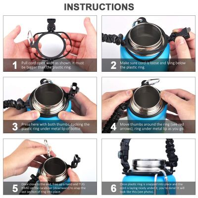 Hydro Flask Water Bottle Safety Ring And Carabiner Paracord Handle Compatible With Hydro Flask Wide Mouth Bottle Handle