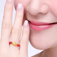 1 Pcs SelI Luck Buddha Bless Lose Weight Rings Gold Healing Balance Beads Reiki Ring Buddha Prayer Natural For Women