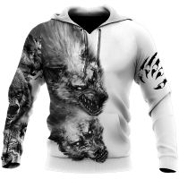 Sudadera con capucha Vintage 3d para hombre, traje deportivo de moda de Guerrero callejero, Sudadera con capucha de gran tamaño con estampado de Lobo, chaqueta informal