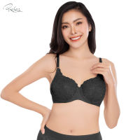 Presea บรามีโครงตกแต่งลูกไม้ Lace bra สีดำ MA1701