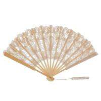 Handmade Bamboo Ribs Embriodery Spanish Hand Lace Fan Bride Wedding Battenburg Lace Fan #W0