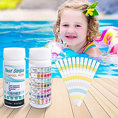 Pool And Spa Test Strips 7 In 1 Water Test Paper Kit For Hardness Chromium Chlorine Bromine Ph Alkalinity Pool Accessories Inspection Tools