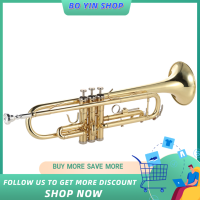 Trumpet Bb Flat Brass Gold-painted Exquisite Durable Musical Instrument with Mouthpiece Gloves Strap Case