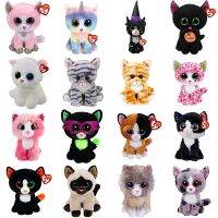 【ของเล่นตุ๊กตา】 15CM Ty Beanie Cat Series Big Eyes Fiona Heather Pandora Pearl Potion Reagan Kawaii Soft Cat Toy Doll Kids Toy Gift for Children