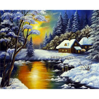 Landscape Winter DIY Embroidery Cross Stitch 11CT Kits Craft Needlework Set Printed Canvas Cotton Thread Home Room