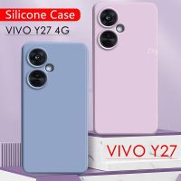 เคสสำหรับ Vivo Y27 4G 2023เคสโทรศัพท์ยางซิลิโคนเหลวสี่เหลี่ยมนิ่มสำหรับ VivoY27 Y 27ปกหลังเป็น TPU นิ่ม