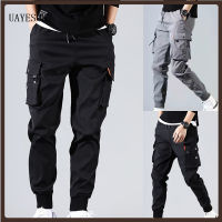 UAYESOK- Mens  Cal Pants Fashion sport Pant long Pants Chinos Elastic Cotton Black large size Cargo pants jogging fitness bunch of foot pants