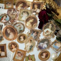 30 Pcs Vintage Art Girls Album Frame Collage PET Stickers Pack DIY Diary Junk Journal Decor Label Sticker Scrapbooking Material