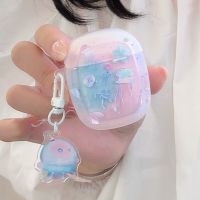 ชุดหูฟังบลูทูธพร้อมจี้สำหรับ Airpods 1 2 Pro 2Nd 3เคสหูฟังย้อมสีรูปดาวแมงกะพรุนน่ารักเคสห่อหุ้มพร้อมจี้