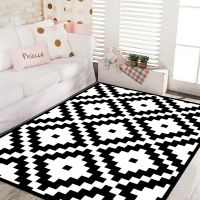 160x230cm Large Non Slip Rug Pads Anti Skid Car Mat Geometric Soft Washable for Garden Home Floor Bedroom Bedside Decor