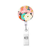 1pcs Holder Clip Key Ring Office Supply ID Card Doctor Flower Creative Retractable