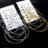 【YP】 6Pairs/Set Punk Hoop Earrings Big Jewelry for Steampunk Ear Clip Earring Brincos