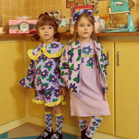 Korean Girls Princess Dress Sweatshirts Shirts Shorts Pant 2022 Spring Summer Purple Flower Sweater Childrens Outwear Clothings