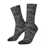 Hip-hop Pretty Bohemian Art Paisley Black And White Soccer Socks Boho Polyester Crew Socks for Unisex Non-slip Socks Tights