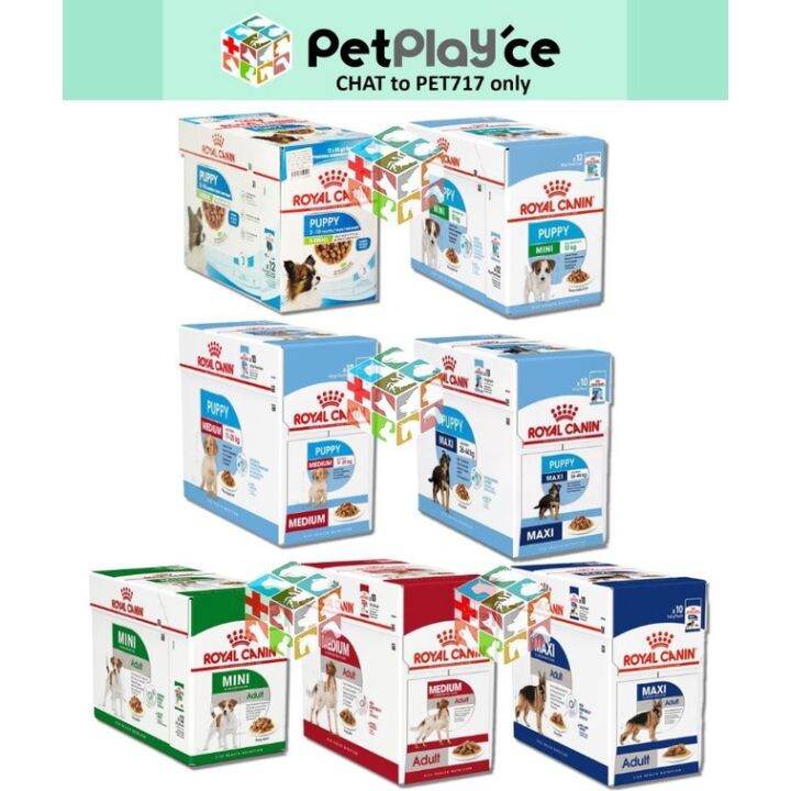 Royal Canin Mini Medium Maxi Large Puppy Junior Adult Dog per Box Wet