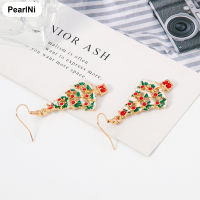 PearlNi เครื่องประดับทรงตะขออัลลอยเครื่องประดับหูต่างหูรูปหยดน้ำต้นคริสต์มาสทนทานแบบไม่ซีดจางสำหรับเป็นของขวัญให้กับเพื่อนบ้านในครอบครัว