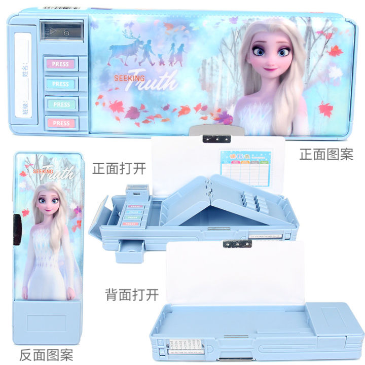 stationery-box-frozen-aisha-princess-primary-school-female-multi-functional-double-sided-folding-pencil-case-new-gift