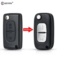 Keyyou ที่ดัดแปลงพับได้2ปุ่มฝาครอบกุญแจรถยนต์รีโมทสำหรับ Peugeot 406 407 408 308 307 107 207 Fob Ce0523เคส