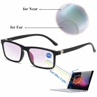 Anti Blue Light Ray Bifocal Reading Glasses Multifocal Near Far Plastic Presbyopic Glasses for Men Women Spring Hinge Black Decanters