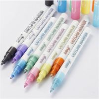 8Pcs Self-outline Metallic Markers Double Line Pen BuIIet JournaI Pens &amp; Colored Permanent Marker Pens for Kids Adults Amateurs