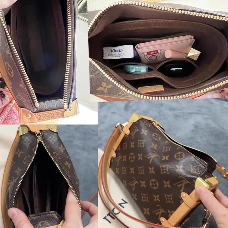 soft and light】 bag organiser storage insert for lv side trunk pm in bag  multi pocket compartment inner lining inside bag accessories organizer