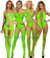 【LZ】♝✶  Lingerie Verde Fluorescente Feminina Babydoll Catsuit Roupa íntima Camisola peludos Ligas Pijamas Vestido Sexy Traje