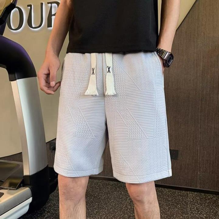 กางเกงขาสั้นสีขาวผู้ชายฤดูร้อนแบรนด์แฟชั่น-ins-กางเกงลำลองแฟชั่นทรงหลวมแบบบางสปอร์ตสไตล์อเมริกัน-5-กางเกงห้าส่วน