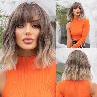 Grey Wavy Bob Wigs With Bangs Short Blonde Wavy Bob With Dark Roots For Party Use [ Hot sell ] Toy Center 2