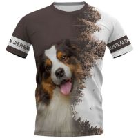 2023 Breathable Multi-size 6xl T-shirt Australian Shepherd 3d Printed Men Women Kids Streetwear Dog Short Sleeve Funny Shirt Clothes