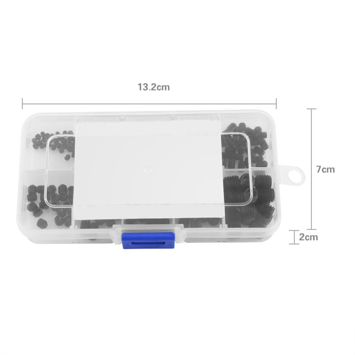 ชุดสกรูด้วง240ชิ้นเบ้า-m3-m8-din916โลหะผสมเหล็กการเลือกใช้สกรูหัวอัลเลนชุดสกรูหัวหกเหลี่ยมพร้อมกล่อง