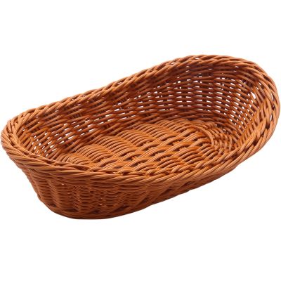 Oval Wicker Woven Basket Bread Basket Serving Basket, 11 Inch Storage Basket for Food Fruit Cosmetic Storage Table Top and Bathroom