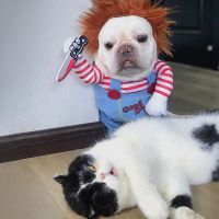 Deadly Doll Dog Costume Funny Party Cosplay Novelty Cat Dog Clothes for Halloween Christmas Cute Scary and Spooky Pet Costume