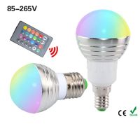 【Big-promotion】 chengyuanshop mall 1ชิ้นโคมไฟหลอด LED RGB E27 E14 AC110V 220V 5W แสง RGB วันหยุดไฟสปอร์ตไลท์ RGB LED + รีโมทคอนโทรล IR 16สี