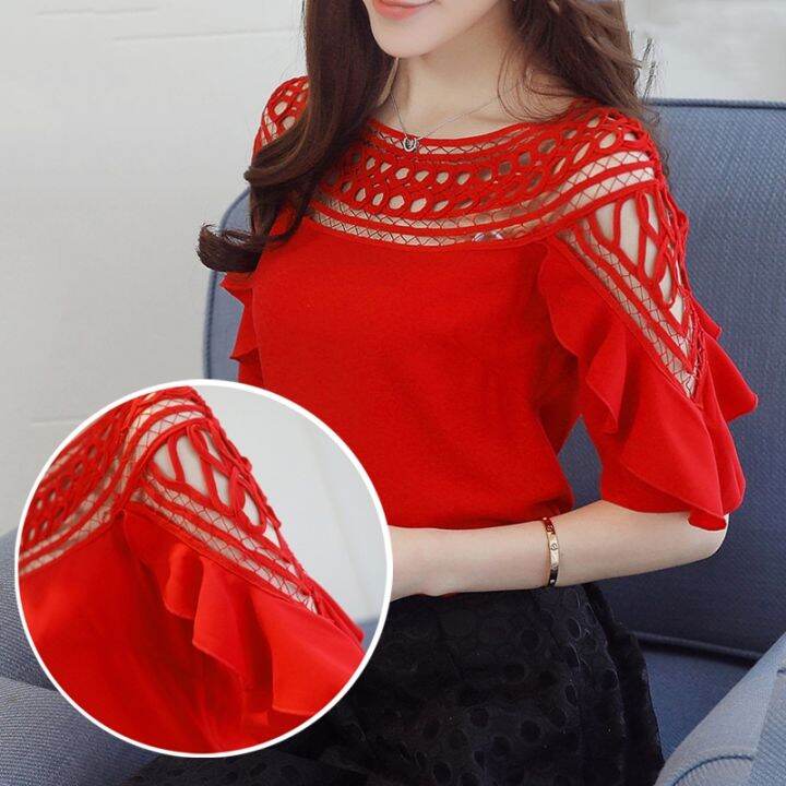 korean-fashion-lace-shirt-summer-chiffon-blouse-hollow-off-shoulder-tops-women