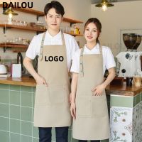 Apron Customized Logo Restaurant Apron Mens And Womens Waterproof Milk Tea Shop Coffee Barbecue Hanging Neck Work Suit Cloak Aprons