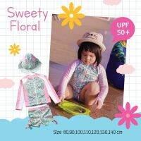 Uwae ชุดว่ายน้ำเด็ก ชุดว่ายน้ำกันรังสีUV พร้อมหมวก Sweety Floral UV121