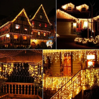 Street Garland on The House Christmas Lights Outdoor Garden Decor 5M Droop 0.4-0.6m Festoon Curtain New Years Eve Decoration