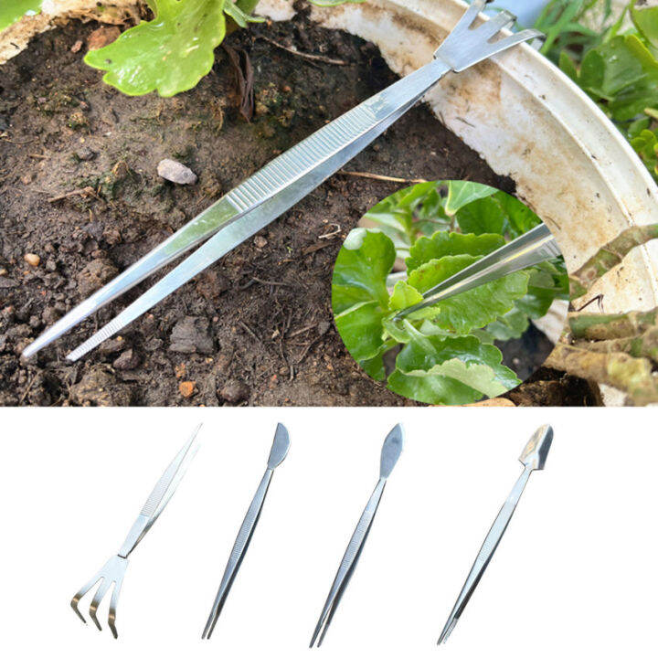 Mumusuki Bonsai Tweezers, Long Handle Stainless Steel Straight And Curved Tweezers Nippers Tongs Tweezers For Potted Loosening Soil Planing Grass