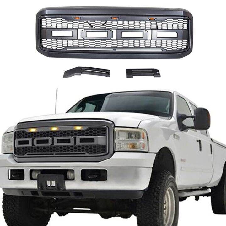 Front Bumper Grills With Amber LED Lights Raptor Style Racing Grill Car