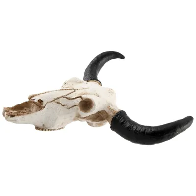 Resin Longhorn Cow Skull Head Wall Hanging Decor 3D Animal Wildlife Sculpture Figurines Crafts Horns For Home Halloween Decor