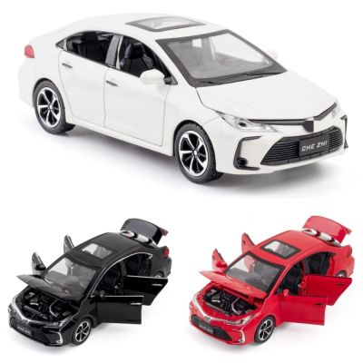1/32 Toyota Corolla Hybrid Diecast Alloy Metal Toy Car Miniature Model Pull Back Sound Light Collection Gift 6 Doors Openable