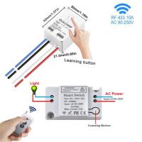 เครื่องรับ AC90-250V RF 433Mhz ไฟบ้านไร้สายอัจฉริยะรีโมทคอนโทรลสวิตช์รีเลย์พัดลมสวิตช์โคมไฟโมดูลรับสัญญาณ