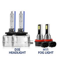 Roadsun ไฟหน้าซีนอน Hid หลอดไฟรถยนต์ D3s 35W 12V 6000K ไฟตัดหมอก Led H11สีขาวสำหรับ Ford Explorer 2011 2012 2013 2014 2015